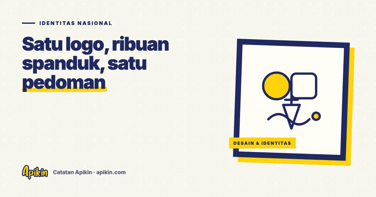 Ilustrasi tipografis bertuliskan Identitas Nasional dengan angka 81 yang saling menyilang dalam warna merah, putih, dan hitam