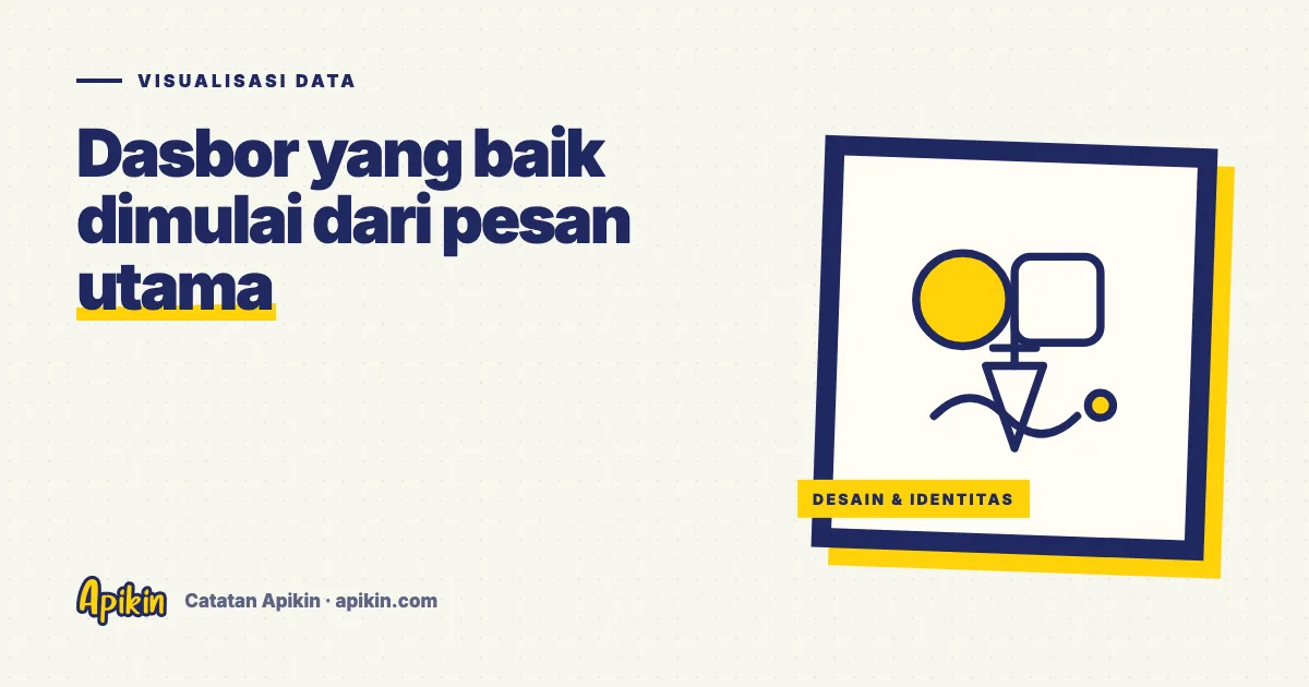 Ilustrasi tipografis bertuliskan Visualisasi Data dengan susunan kartu angka, grafik batang sederhana, dan bingkai layar ponsel